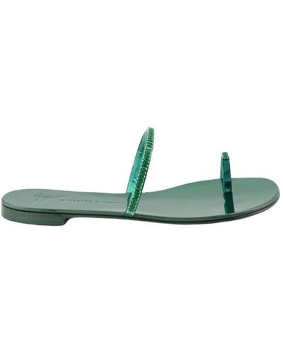 Giuseppe Zanotti Bunte slip-on sandalen mit strassriemen - Grün