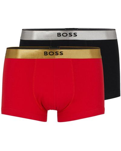 BOSS Set di boxer in cotone con cintura metallica marchiata - Rosso
