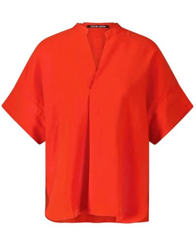 Hannes Roether Camisa blusa de mezcla de lino - Rojo