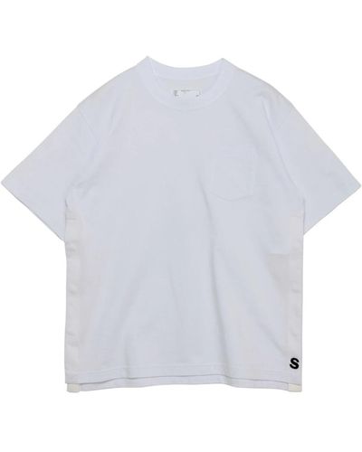 Sacai Weißes t-shirt mit rundhalsausschnitt