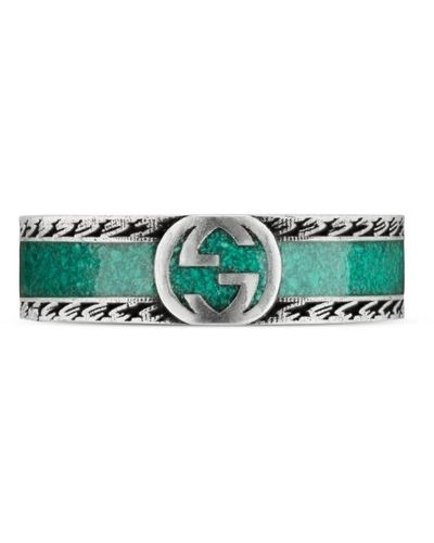 Gucci Ring aus Sterlingsilber mit türkisfarbenem Emaille - Grün