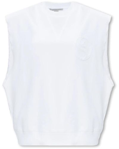 Stella McCartney Chaleco de algodón con logotipo - Blanco