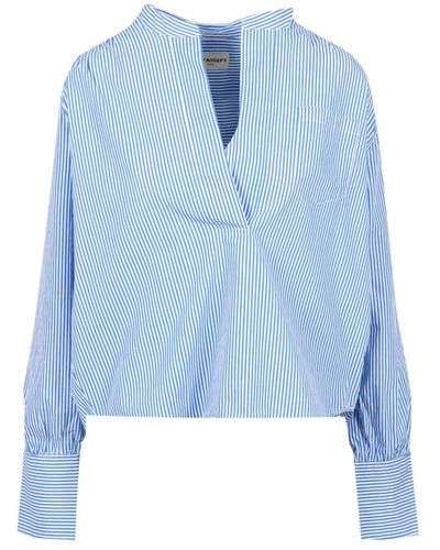 Roy Rogers Camisa a rayas de popelina con cuello en v - Azul