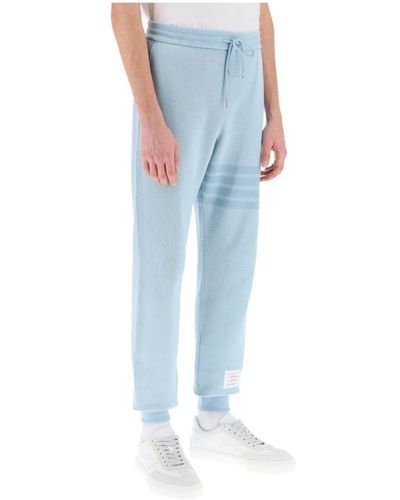 Thom Browne Joggers in maglia di cotone con motivo 4 bar - Blu