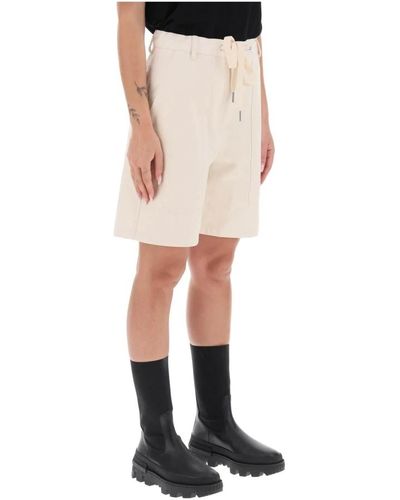 Moncler Shorts de algodón drill con cintura ajustable - Neutro