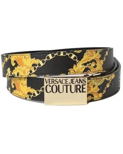 Versace Cintura in pelle uomo oro/nero con stampa logo - Bianco