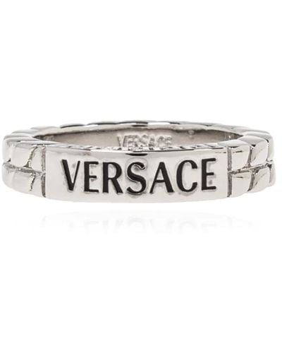 Versace Messingring mit logo - Weiß