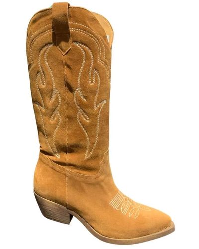 GISÉL MOIRÉ Cowboy Boots - Brown