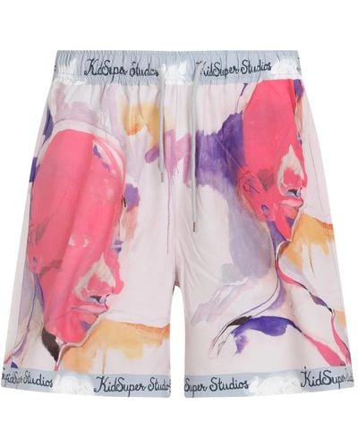 Kidsuper Bedruckte shorts polyester elastan - Pink