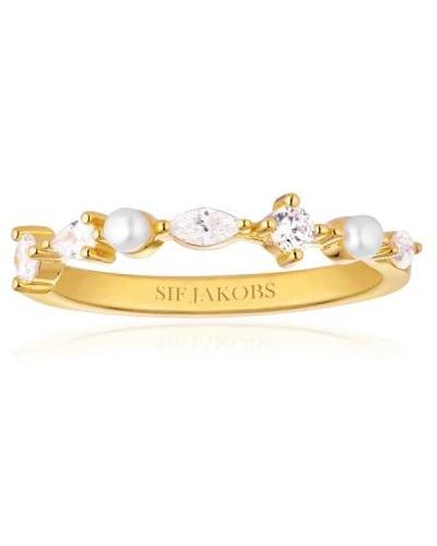 Sif Jakobs Jewellery Anello adria placcato in oro con zirconi e perle - Metallizzato
