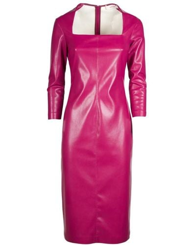 Jucca Knielanges kunstlederkleid - Pink
