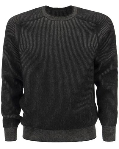 Sease Dinghy - maglione in cashmere a coste reversibile scollo a girocollo - Nero