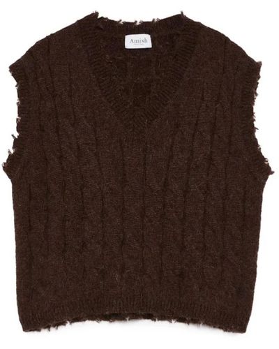 AMISH V-Neck Knitwear - Brown