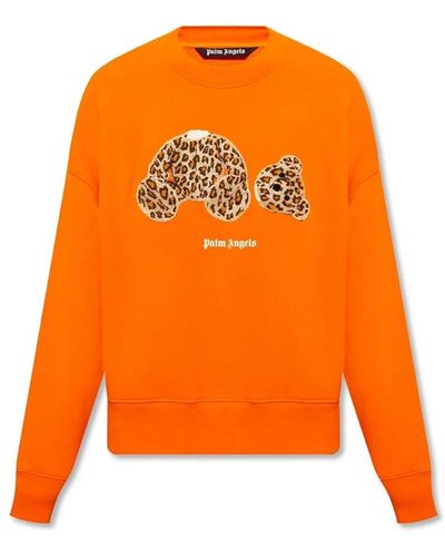 Palm Angels Logo sweatshirt, 100% baumwolle, hergestellt in italien - Orange