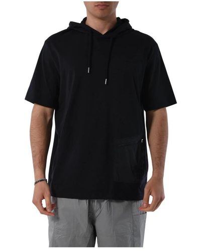 Armani Exchange Baumwoll-hoodie-t-shirt mit fronttasche - Schwarz