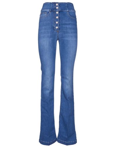 Elisabetta Franchi Hoch taillierte geknöpfte palazzo-jeans - Blau