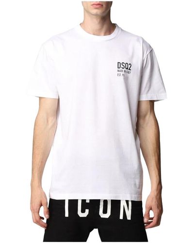 DSquared² Bedrucktes logo baumwoll-t-shirt - klassisches weiß