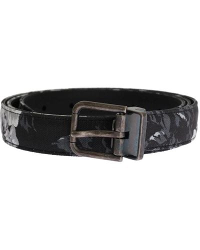 Dolce & Gabbana Black cayman linen leather belt - Nero