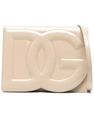 Dolce & Gabbana Sandfarbene lackledertasche,cross body bags - Natur