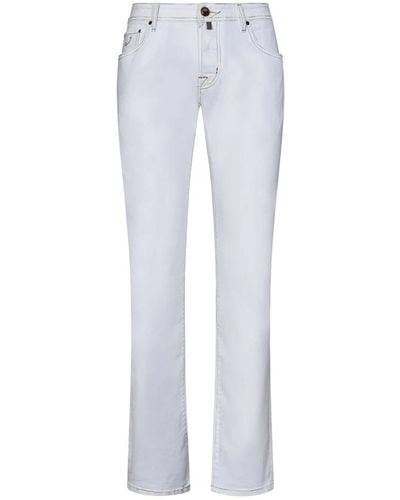 Jacob Cohen Weiße slim fit jeans mit neapel-print - Blau