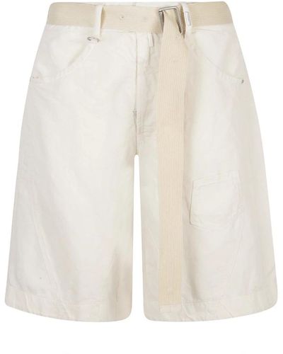 High Weiche pform leinen und baumwolle bermuda shorts - Weiß
