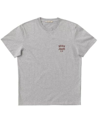 Nudie Jeans T-shirt roy logo - Gris
