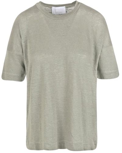 Daniele Fiesoli T-shirt in lino con scollo tondo - Grigio