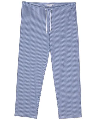 Musier Paris Pantaloni a gamba affusolata in misto cotone a righe - Blu