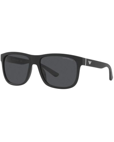 Emporio Armani Matte sonnenbrille mit dunkelgrauen gläsern - Schwarz