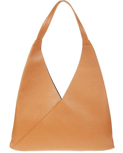 Liviana Conti Orange leder dreieck design hobo tasche,schwarze leder hobo tasche mit dreiecksdesign - Braun