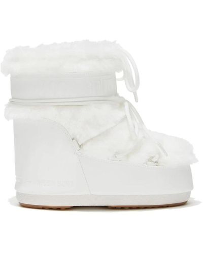 Moon Boot Niedrige sneakers mit kunstpelz - Weiß