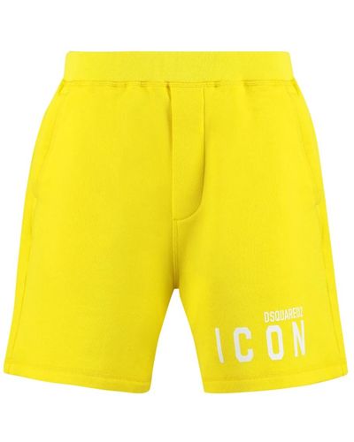 DSquared² Sweatshorts mit logo-print aus baumwolle - Gelb