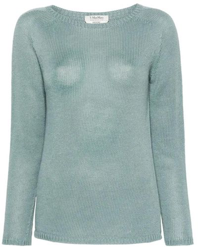 Max Mara Klares blaues leinensweater - Grün