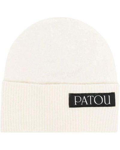 Patou Berretto maglia bianco con logo-patch