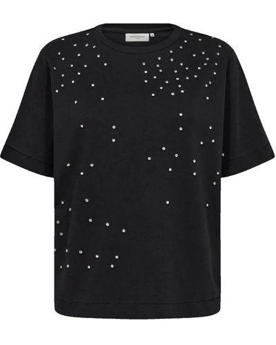 Copenhagen Muse Graues Melange T-Shirt mit Similisten - Schwarz