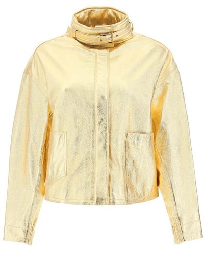 Saks Potts Gold laminierte leder bomberjacke - Gelb