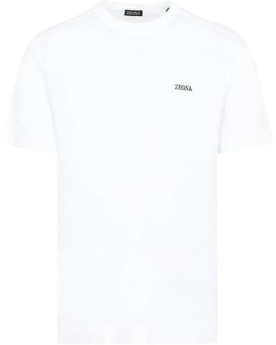 Zegna Weißes logo t-shirt rundhalsausschnitt kurzarm