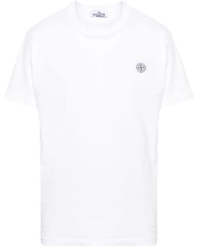 Stone Island Logo patch crew neck t-shirts - Bianco