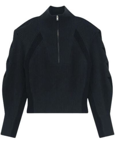 IRO Chunky zip-up sweater mit oversized ärmeln - Blau