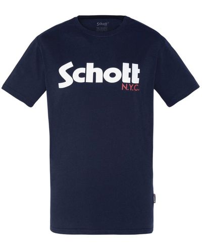 Schott Nyc Schott t-shirt logo kurzarmshirt - Blau