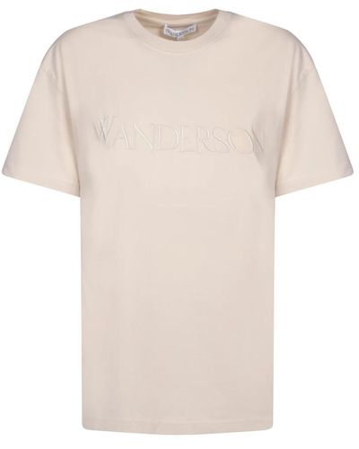 JW Anderson Camiseta de algodón con cuello redondo y logo - Neutro