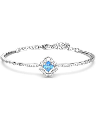 Swarovski Sparkling Dance Bangle With A Light Blue Round Cut Crystal On A Floating Rhodium Plated Motif And White Crystal Pavé - Multicolour