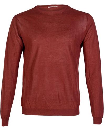 L.B.M. 1911 T-shirt in filo di cotone girocollo a manica corta. maglia leggera. slim fit.made in italy. - Rosso