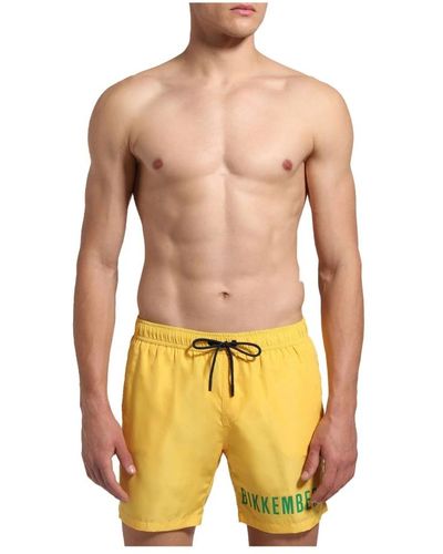 Bikkembergs Gelbe strandbekleidung mit elastischem bund