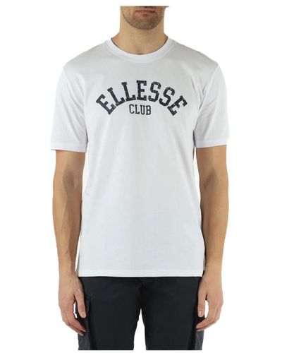 Ellesse T-shirt in cotone con stampa logo frontale - Bianco