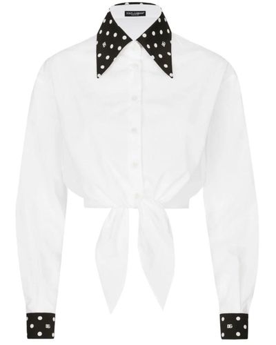 Dolce & Gabbana Polka dot popeline hemd - Weiß