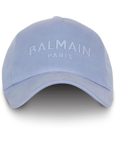 Balmain Mütze mit aufgesticktem paris-logo - Blau