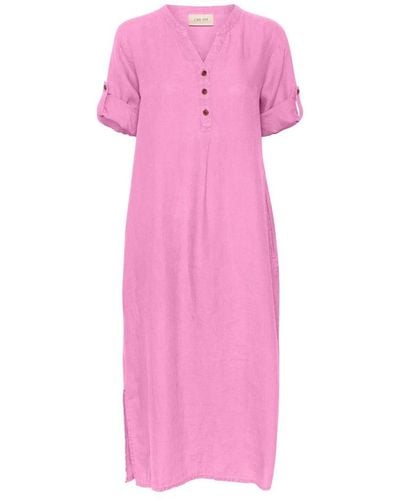 Cream Midi Dresses - Pink