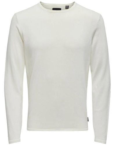 Only & Sons Wash crew knit pullover für männer - Weiß