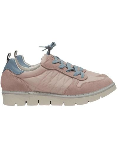 Pànchic Graue und rosa nylon wildleder sneakers